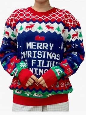 Ugly Christmas Sweater Merry Christmas Ya Filthy Animal Holiday Graphic pullover